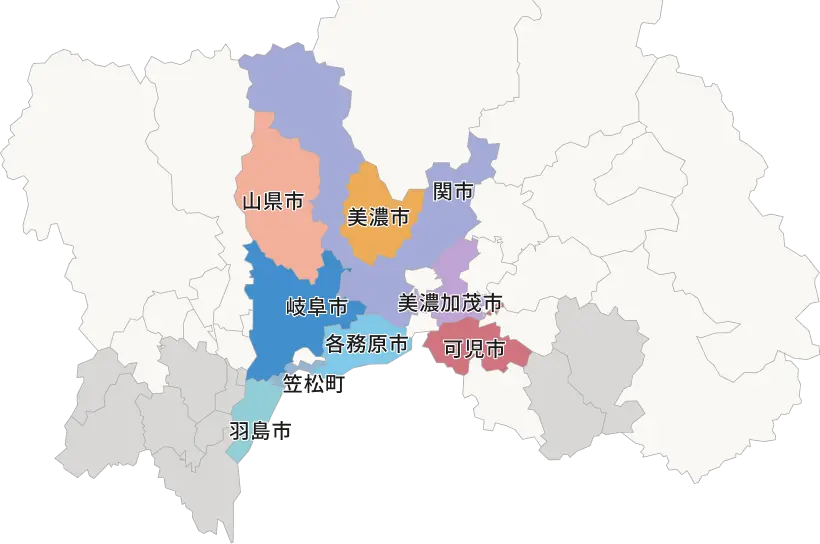 画像：岐阜市内の葬儀場マップ